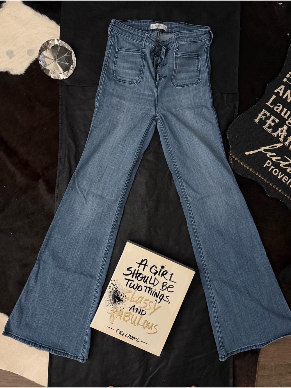 Abercrombie & Fitch Light Blue High-Rise Flare Jeans